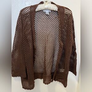 Brown lightweight open weave cardigan Sag Harbor. Women’s extra large. J,
